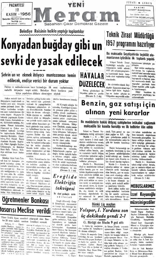 12 Kasım 2022 Yeni Meram Gazetesi