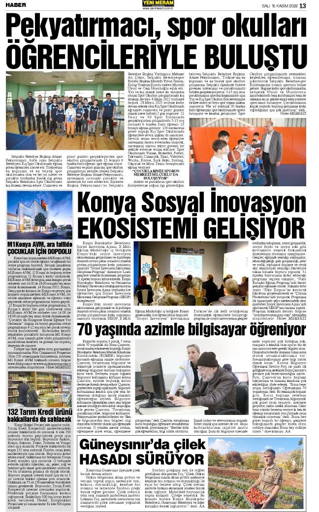 15 Kasım 2022 Yeni Meram Gazetesi
