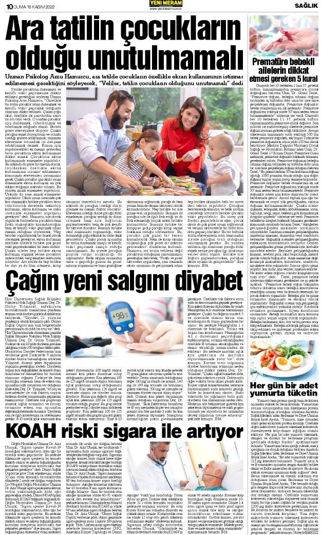 18 Kasım 2022 Yeni Meram Gazetesi
