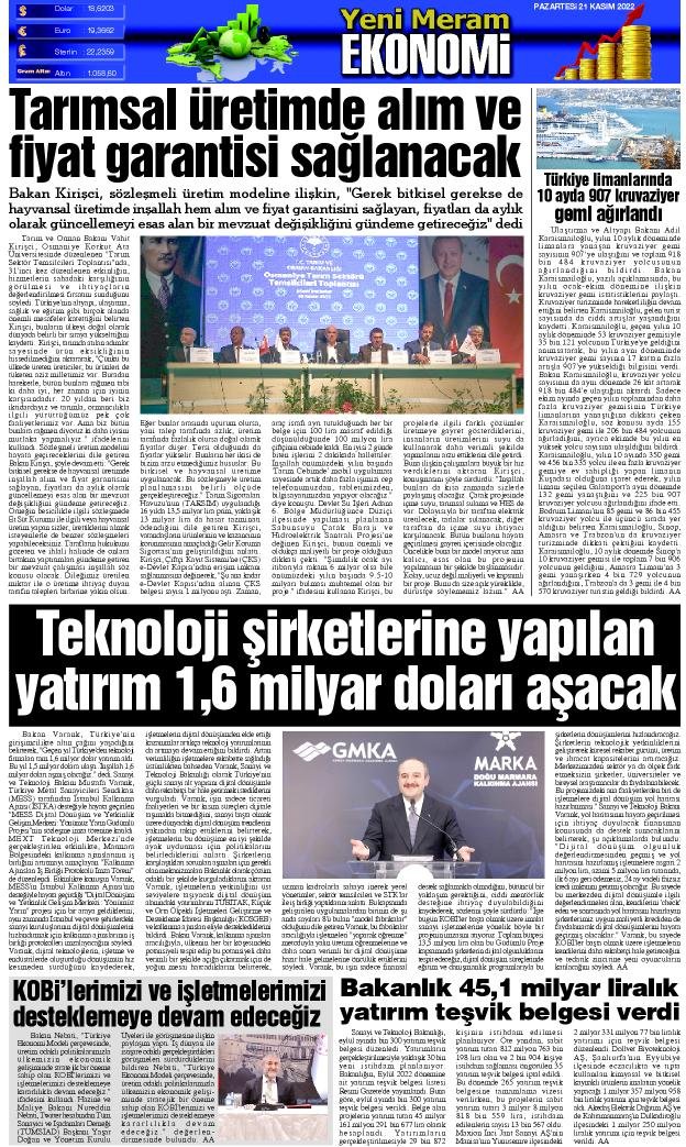 21 Kasım 2022 Yeni Meram Gazetesi
