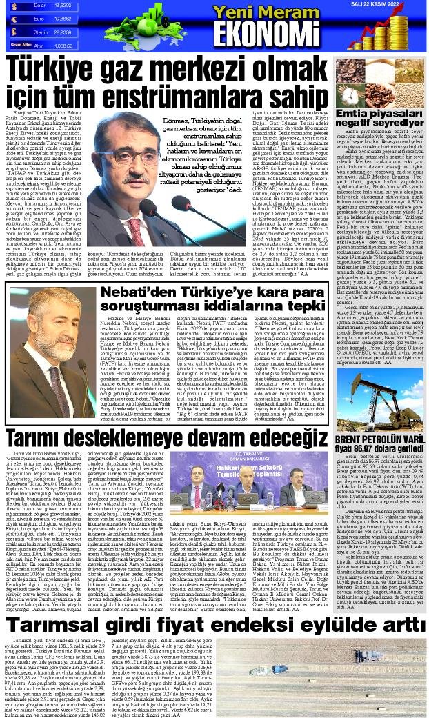 22 Kasım 2022 Yeni Meram Gazetesi
