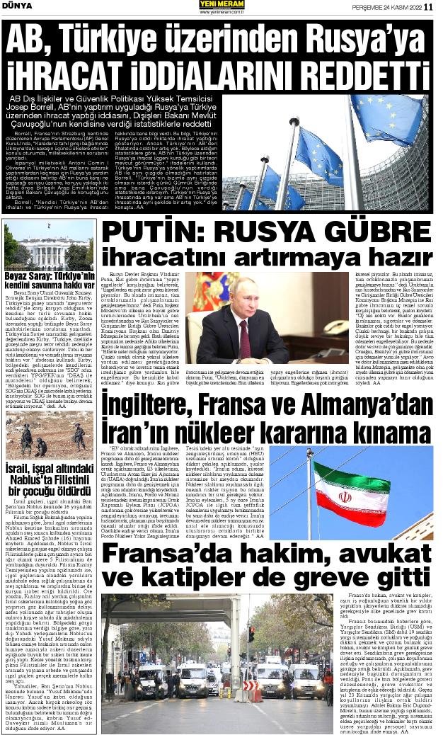 24 Kasım 2022 Yeni Meram Gazetesi
