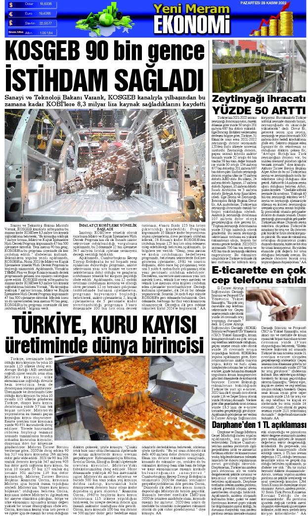 28 Kasım 2022 Yeni Meram Gazetesi
