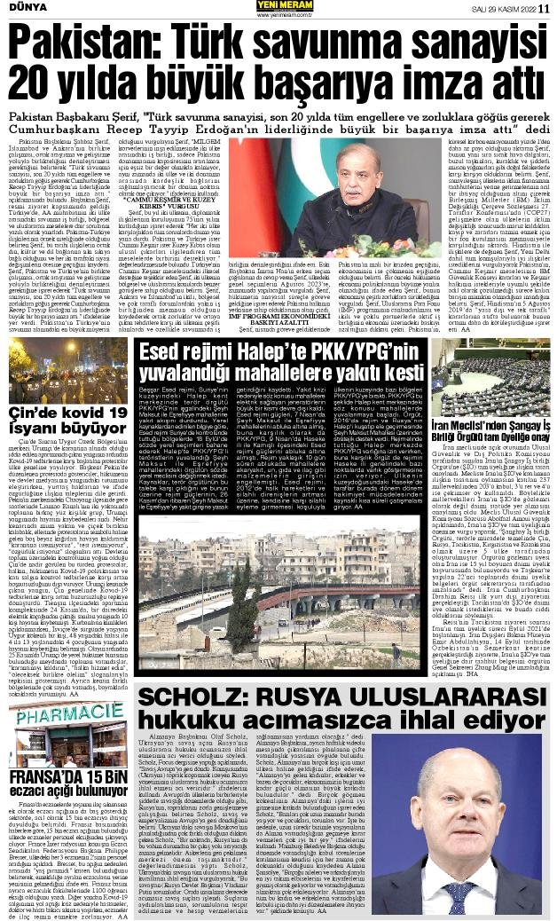 29 Kasım 2022 Yeni Meram Gazetesi
