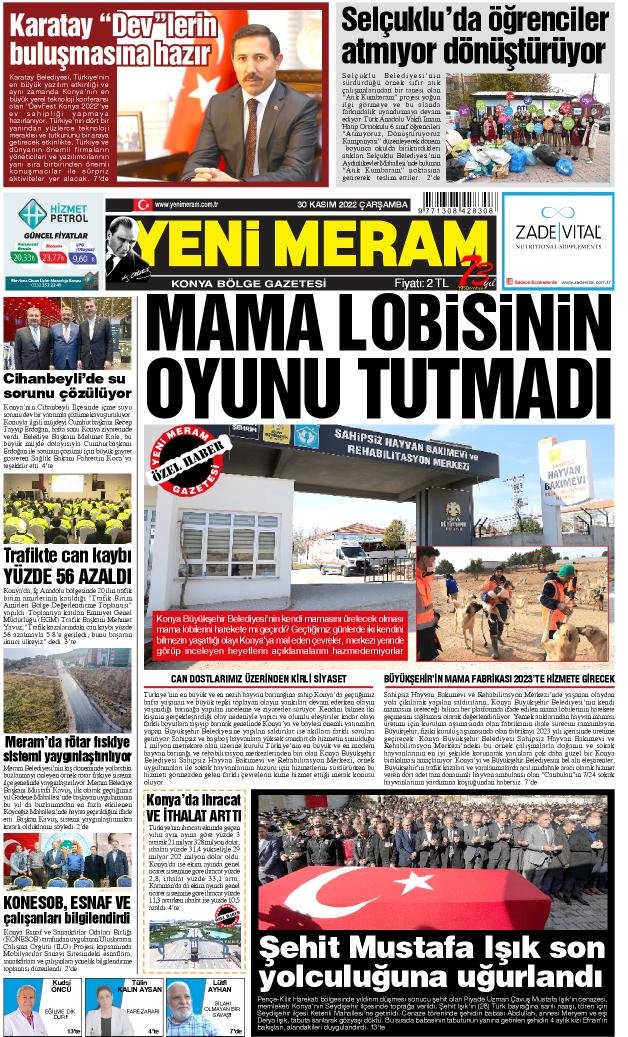 30 Kasım 2022 Yeni Meram Gazetesi
