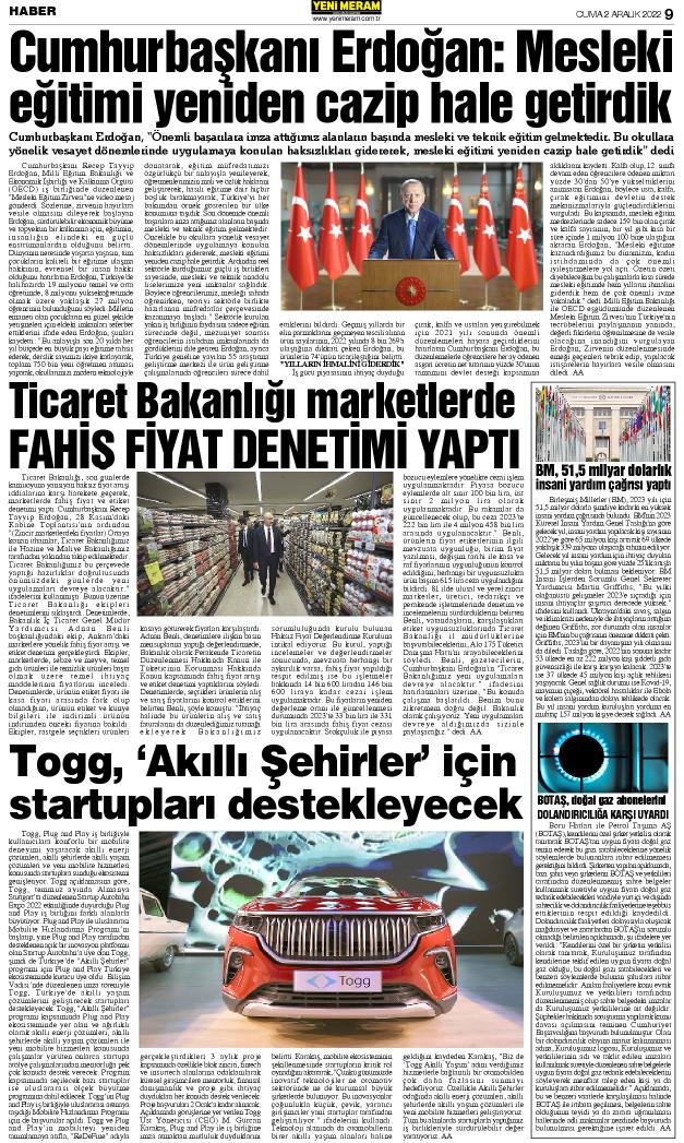2 Aralık 2022 Yeni Meram Gazetesi
