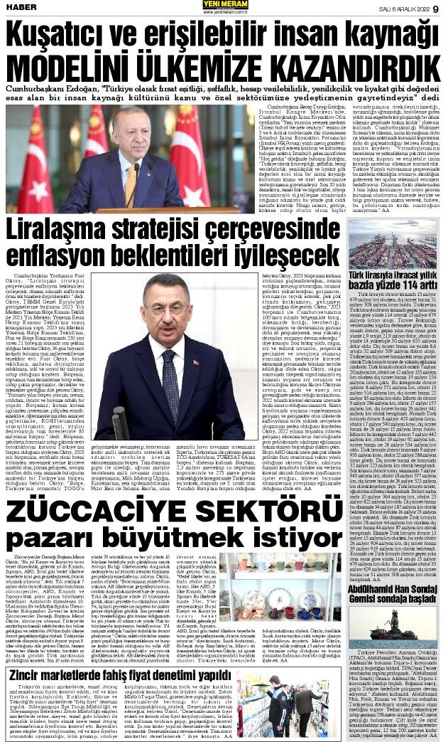 6 Aralık 2022 Yeni Meram Gazetesi
