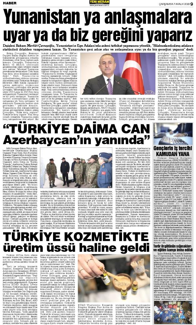 7 Aralık 2022 Yeni Meram Gazetesi

