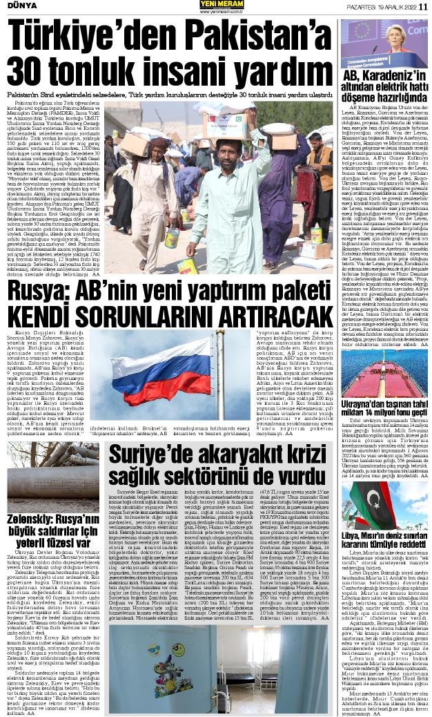 19 Aralık 2022 Yeni Meram Gazetesi
