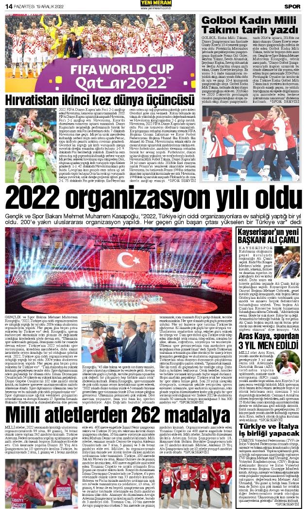 19 Aralık 2022 Yeni Meram Gazetesi
