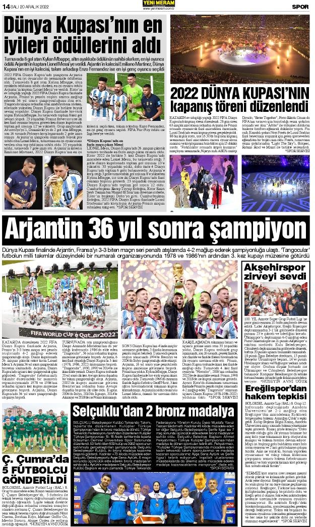 20Aralık 2022 Yeni Meram Gazetesi
