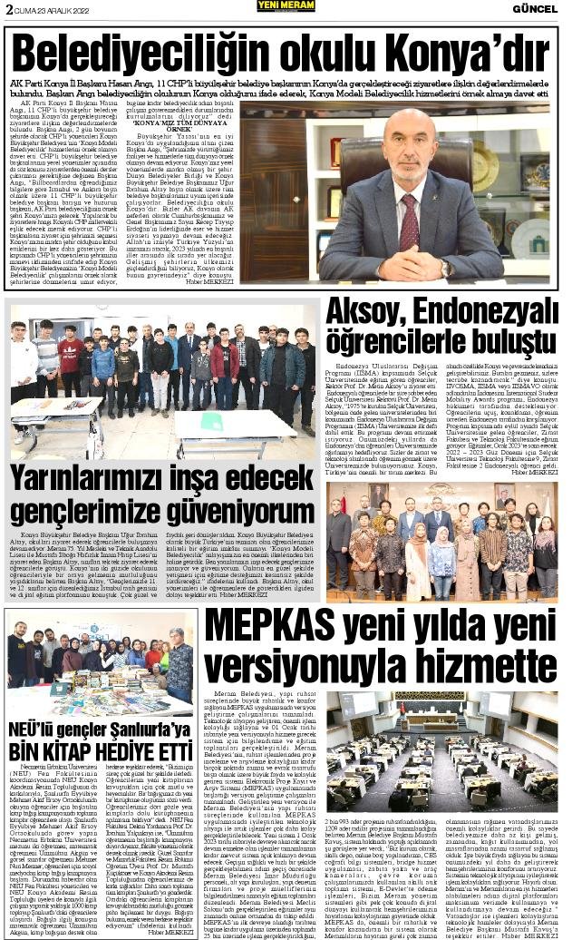 23 Aralık 2022 Yeni Meram Gazetesi

