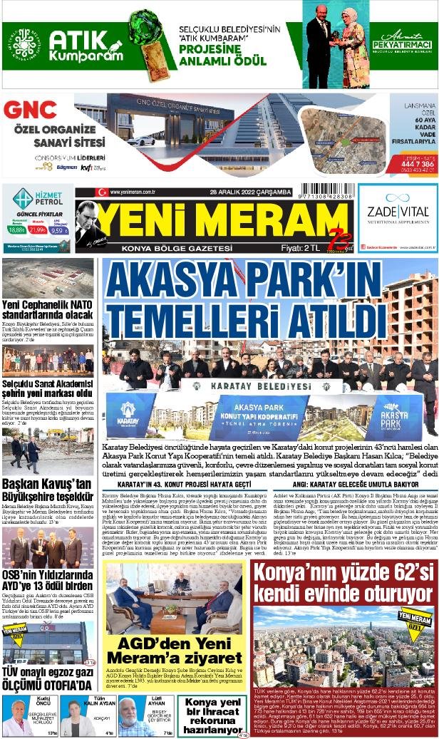 28 Aralık 2022 Yeni Meram Gazetesi
