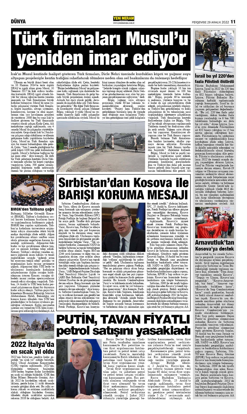 29 Aralık 2022 Yeni Meram Gazetesi
