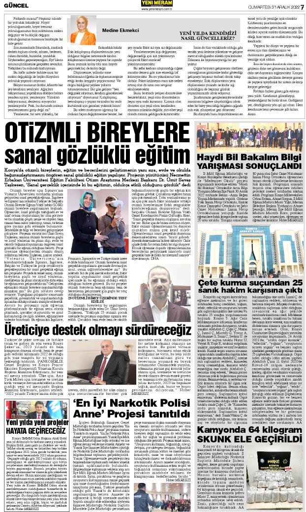 31 Aralık 2022 Yeni Meram Gazetesi