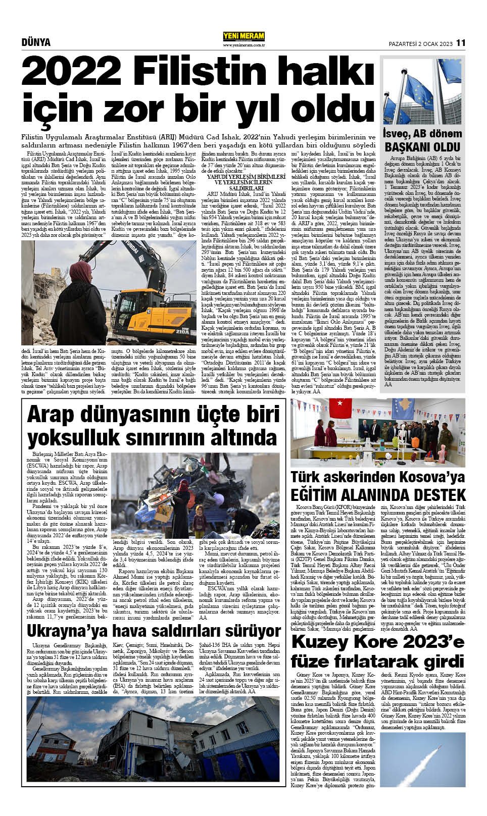 2 Ocak 2023 Yeni Meram Gazetesi
