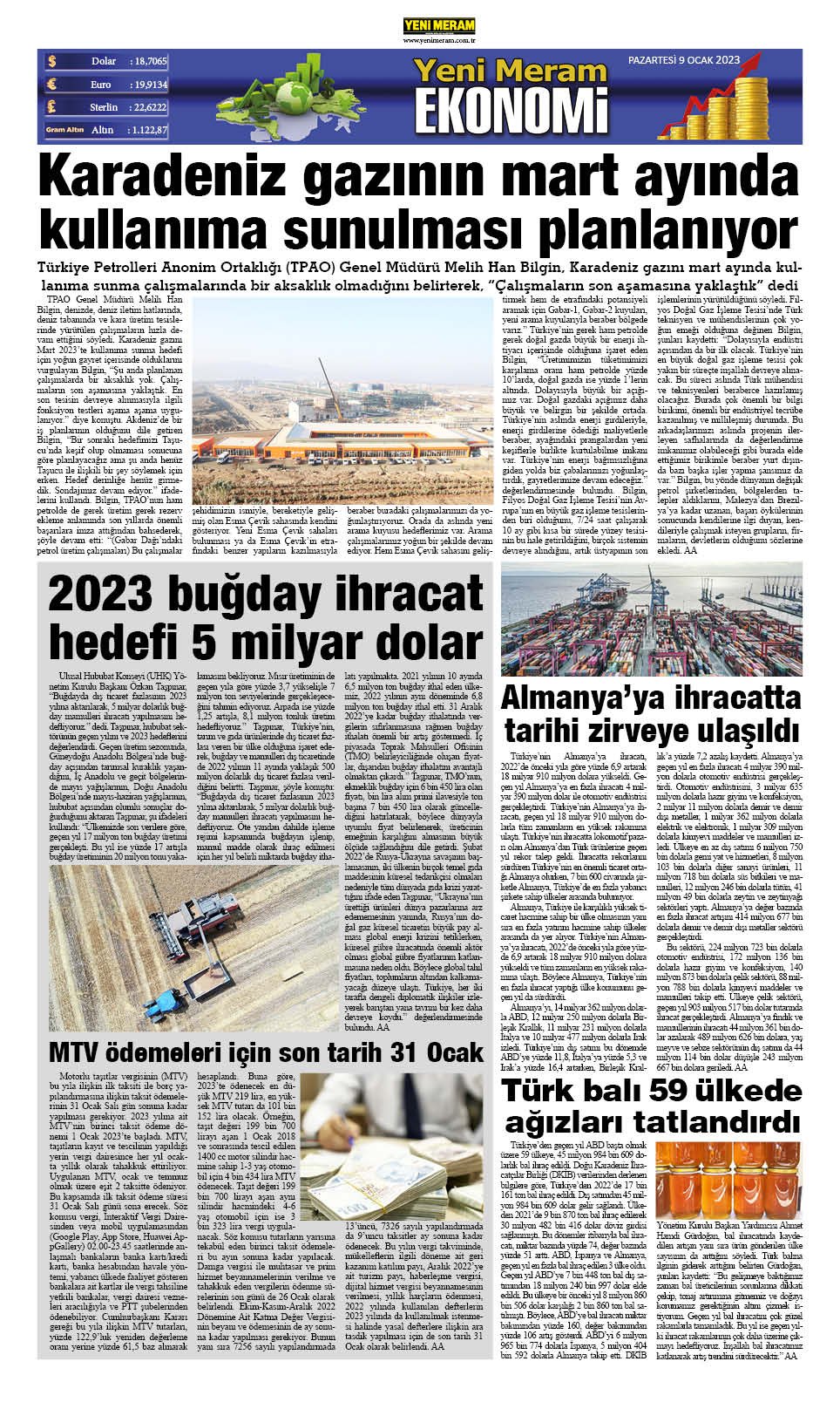 9 Ocak 2023 Yeni Meram Gazetesi
