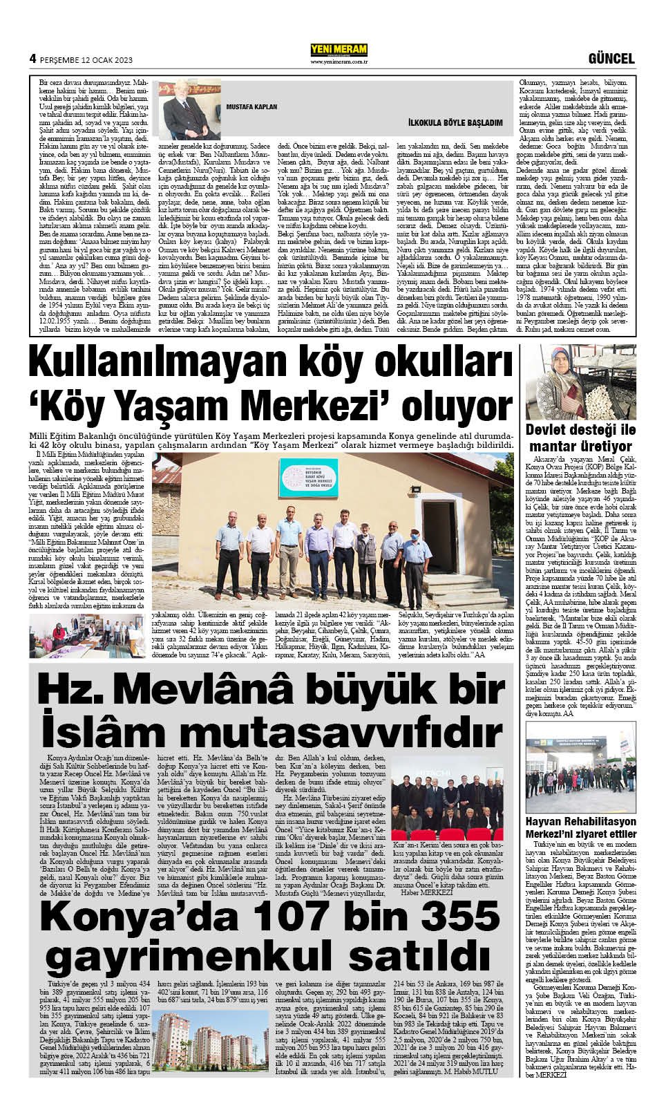 12 Ocak 2023 Yeni Meram Gazetesi
