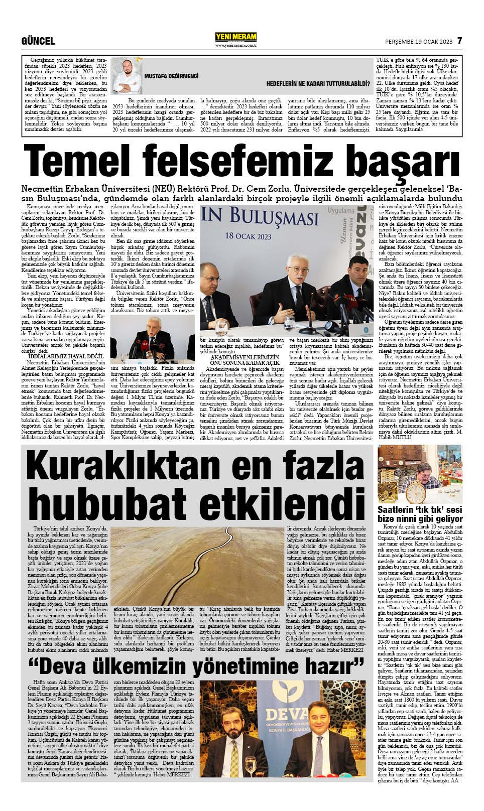 19 Ocak 2023 Yeni Meram Gazetesi
