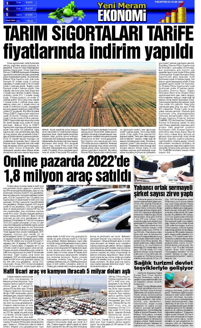 23 Ocak 2023 Yeni Meram Gazetesi
