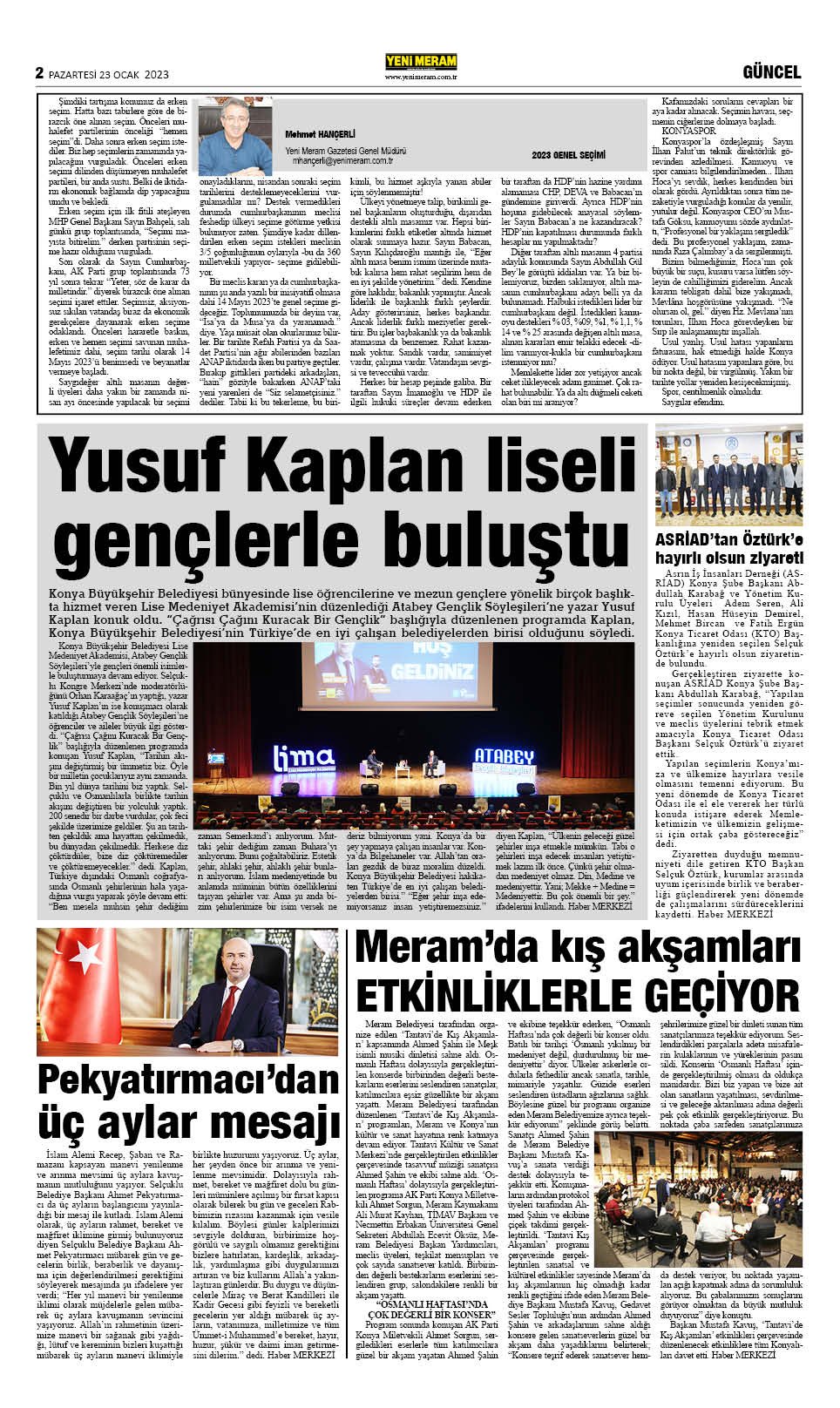 23 Ocak 2023 Yeni Meram Gazetesi

