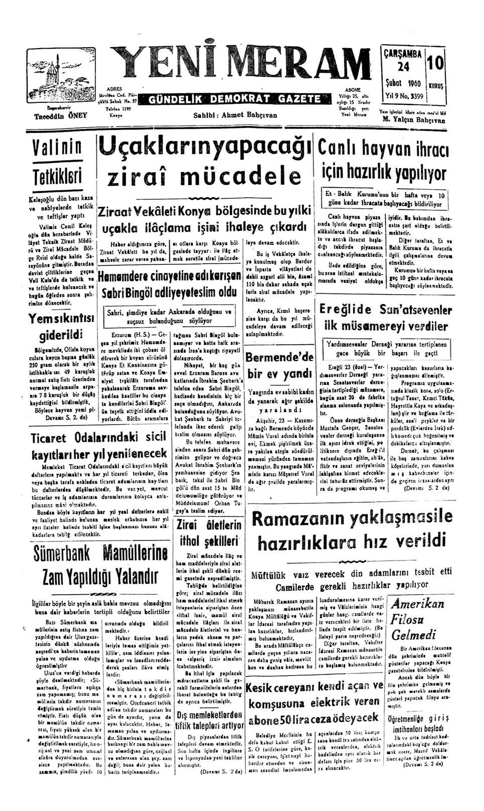 24 Şubat 2023 Yeni Meram Gazetesi
