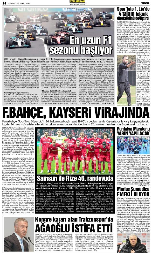 4 Mart 2023 Yeni Meram Gazetesi
