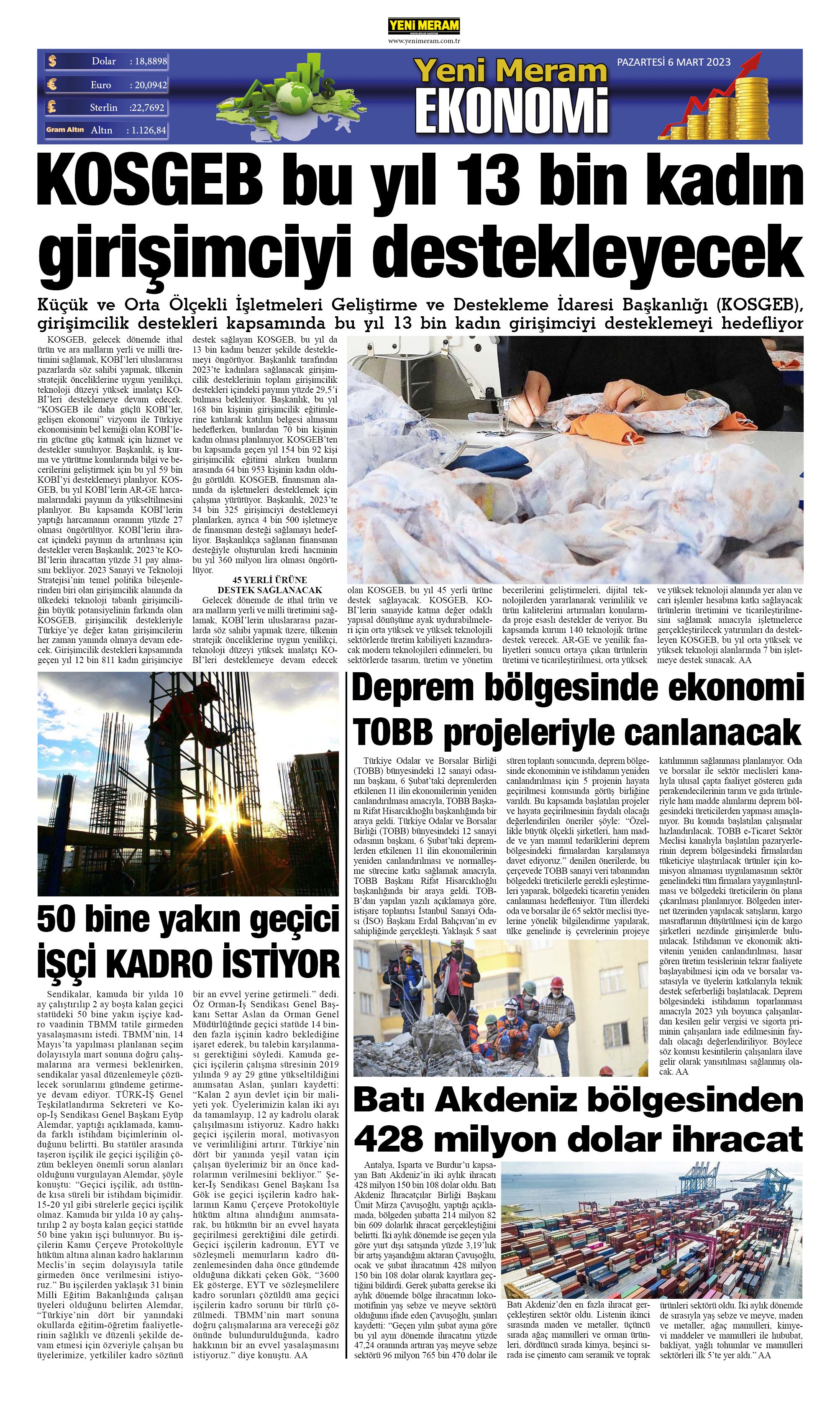 6 Mart 2023 Yeni Meram Gazetesi
