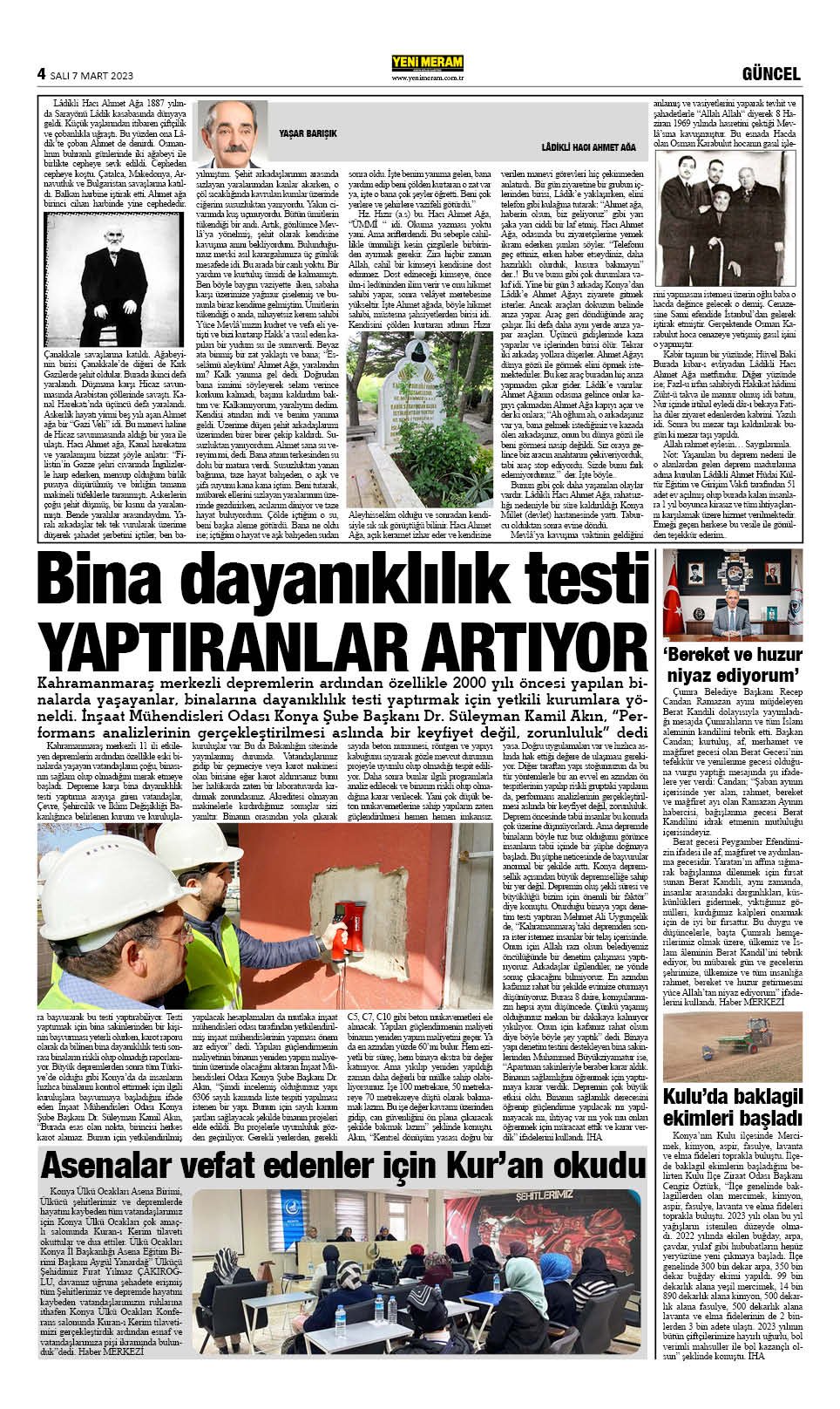 7 Mart 2023 Yeni Meram Gazetesi