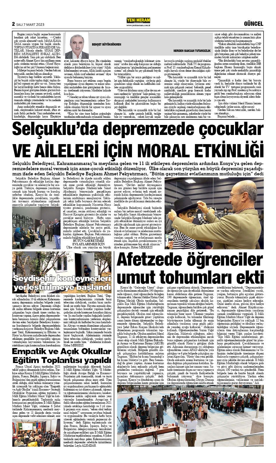7 Mart 2023 Yeni Meram Gazetesi