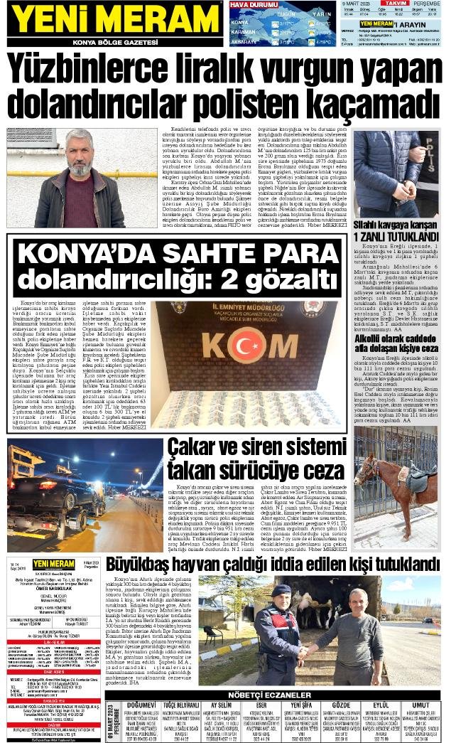 9 Mart 2023 Yeni Meram Gazetesi
