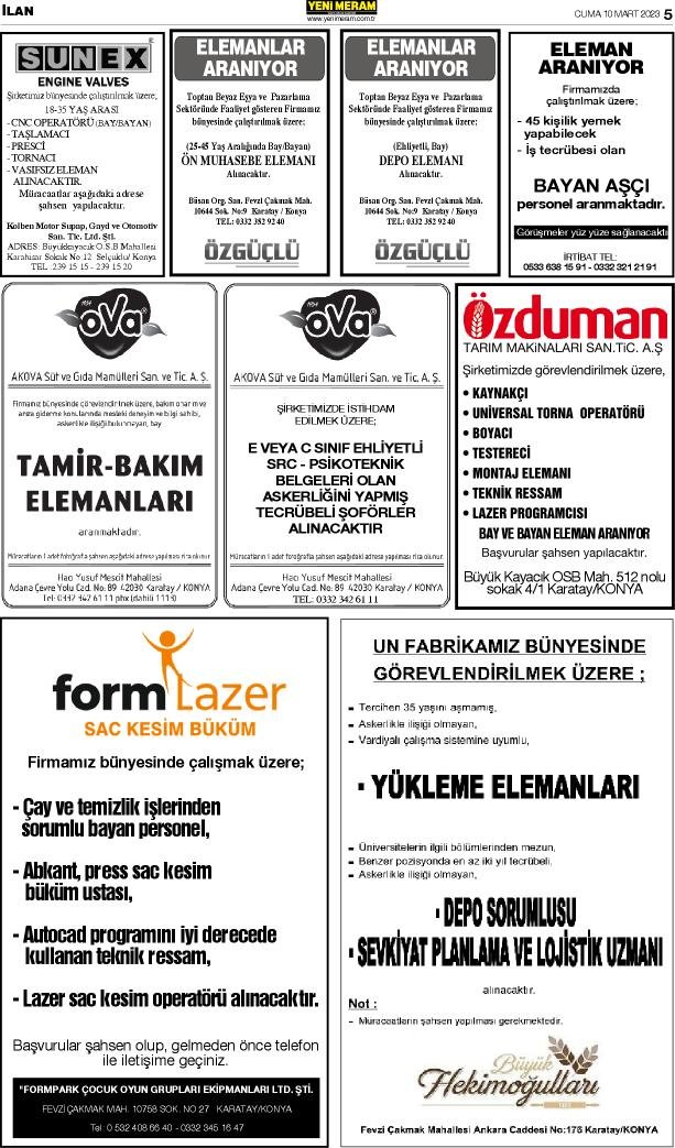 10 Mart 2023 Yeni Meram Gazetesi
