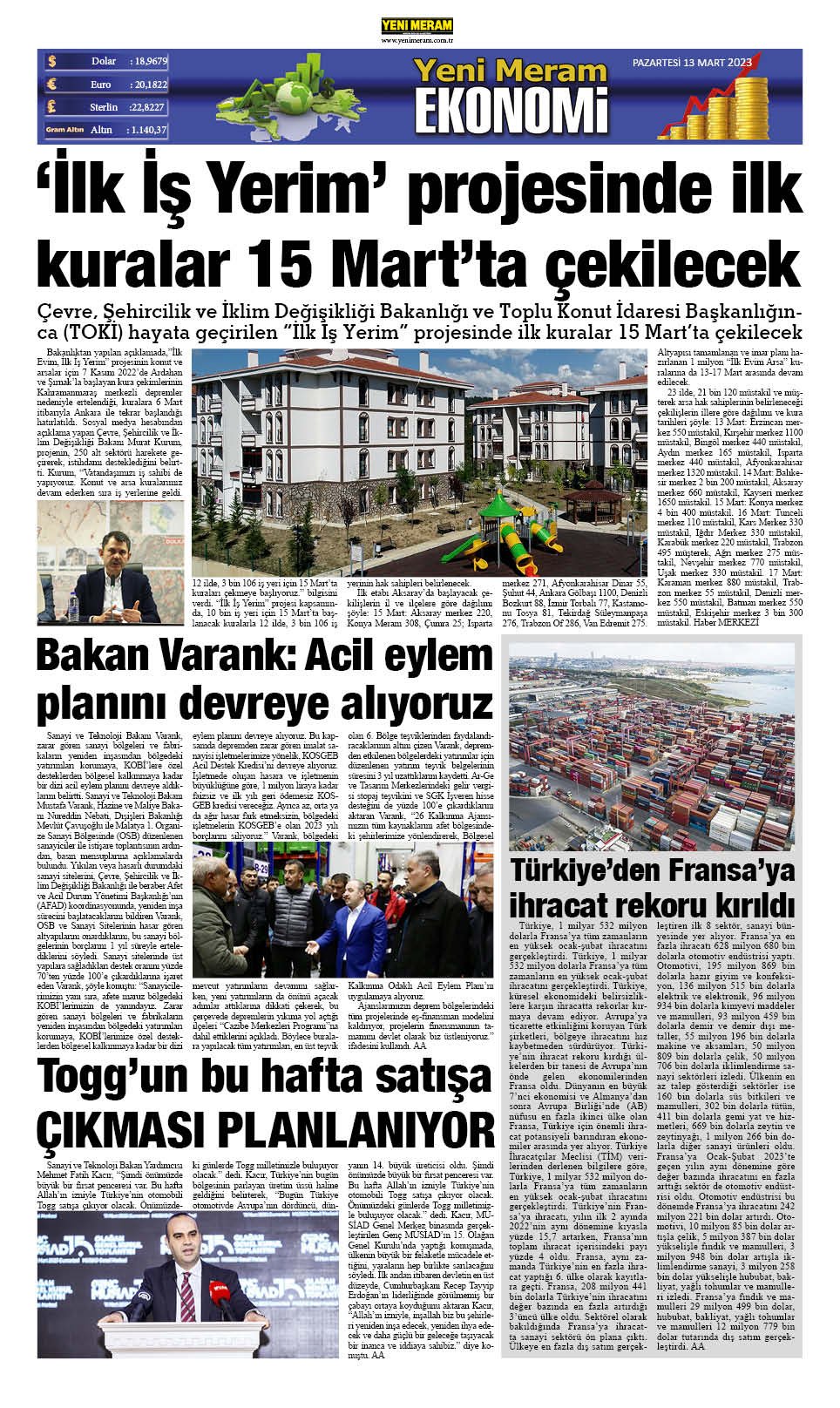 13 Mart 2023 Yeni Meram Gazetesi
