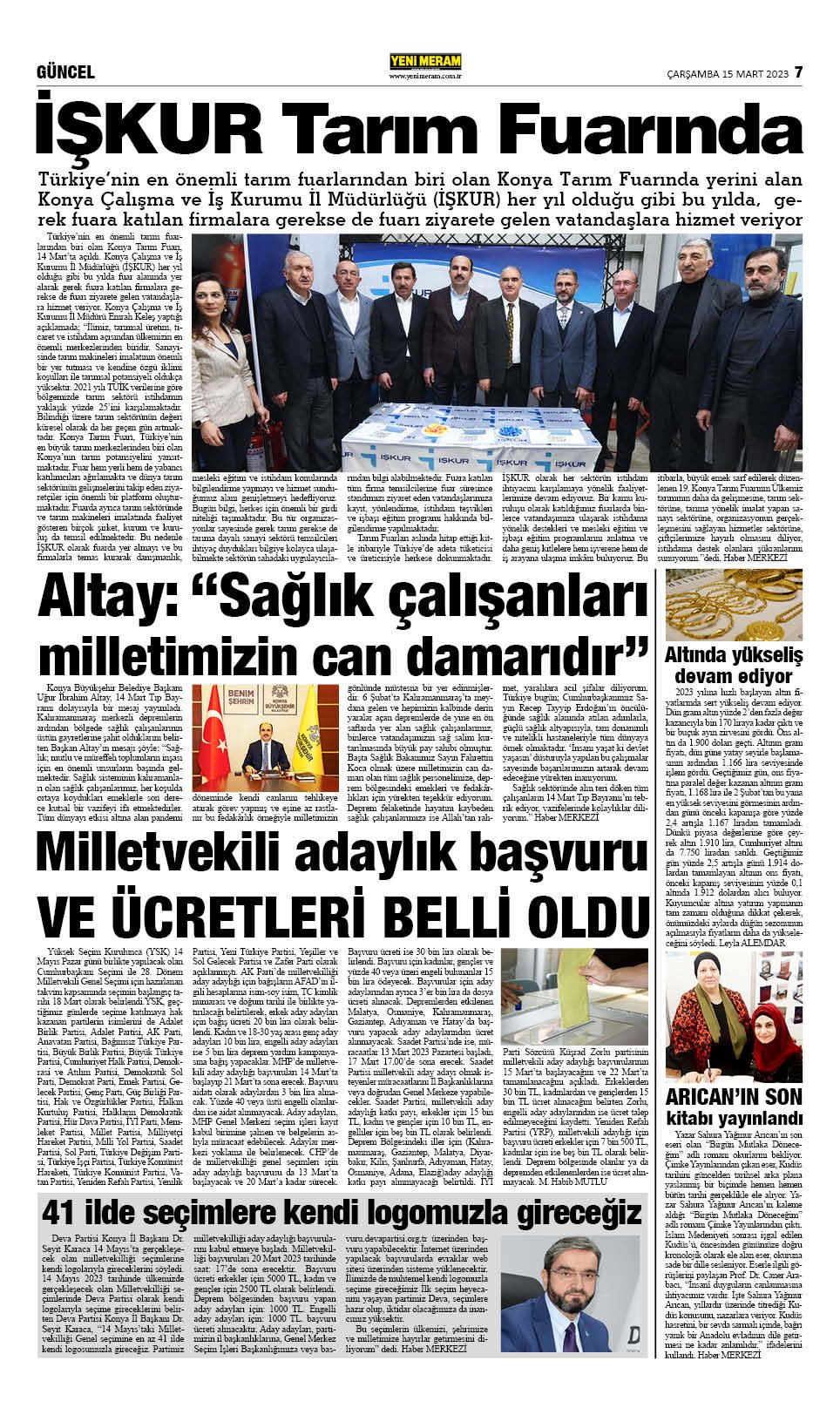 15 Mart 2023 Yeni Meram Gazetesi

