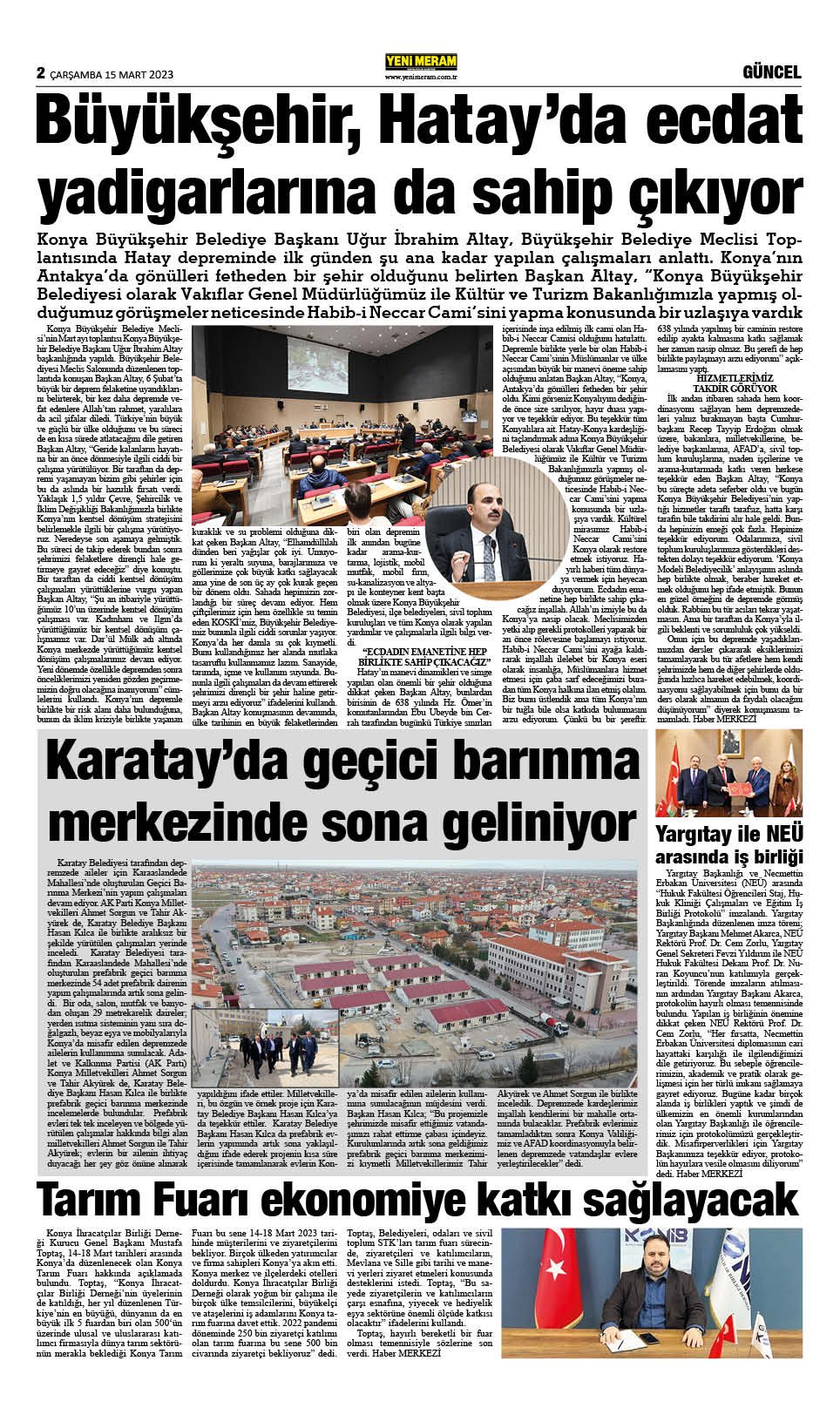 15 Mart 2023 Yeni Meram Gazetesi
