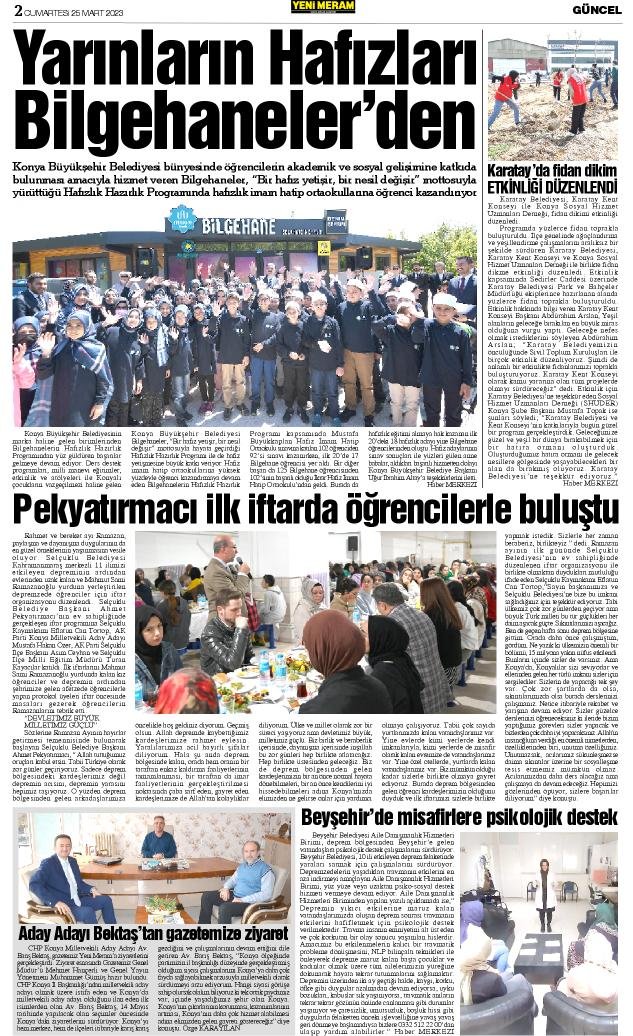 25 Mart 2023 Yeni Meram Gazetesi