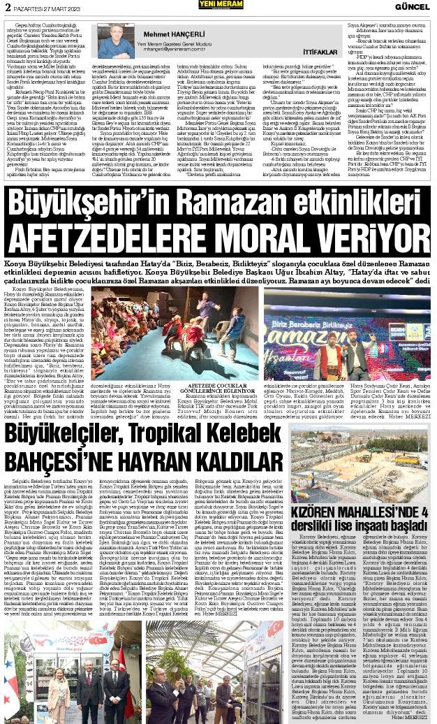27 Mart 2023 Yeni Meram Gazetesi
