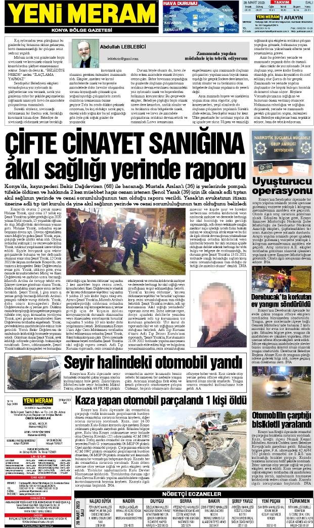 28 Mart 2023 Yeni Meram Gazetesi
