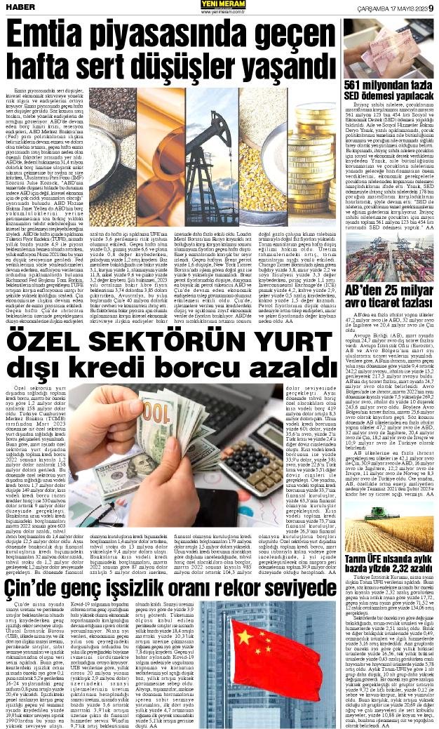 17 Mayıs 2023 Yeni Meram Gazetesi
