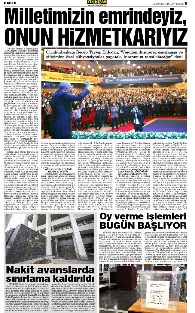 20 Mayıs 2023 Yeni Meram Gazetesi