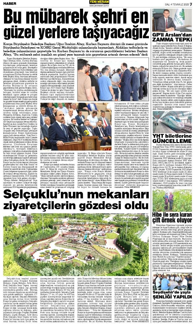 4 Temmuz 2023 Yeni Meram Gazetesi

