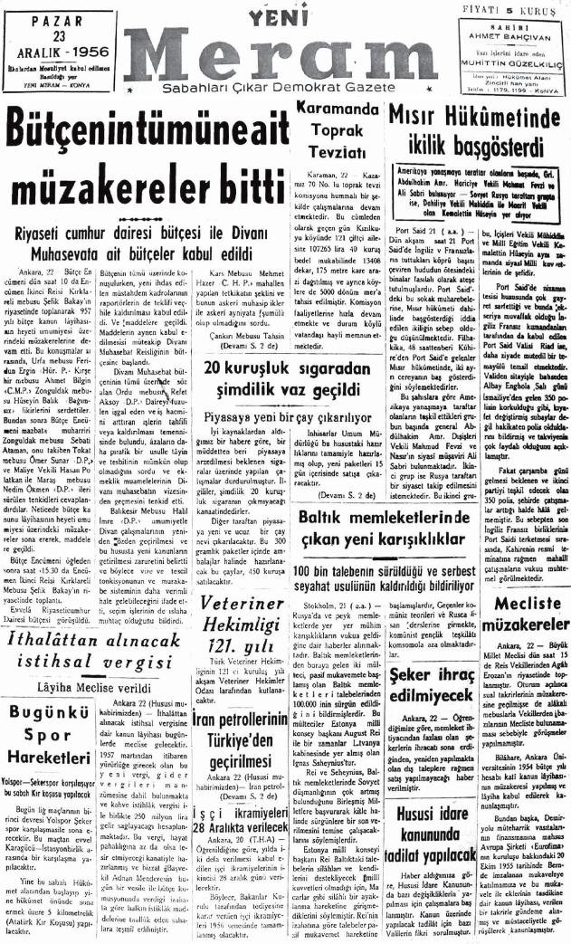 23 Aralık 2023 Yeni Meram Gazetesi