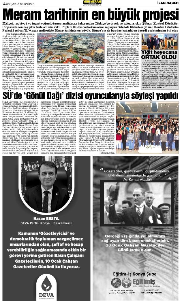 10 Ocak 2024 Yeni Meram Gazetesi
