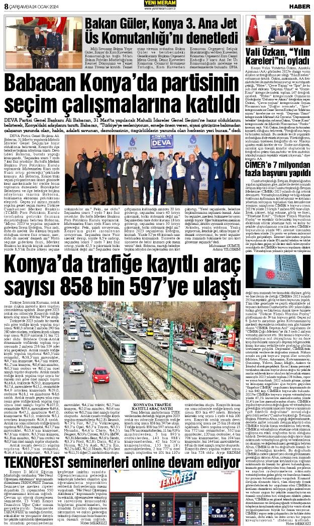 24 Ocak 2024 Yeni Meram Gazetesi
