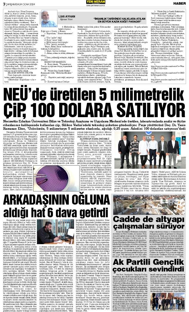 24 Ocak 2024 Yeni Meram Gazetesi
