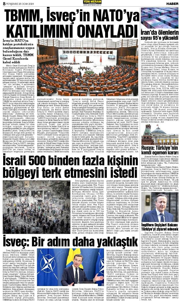 25 Ocak 2024 Yeni Meram Gazetesi
