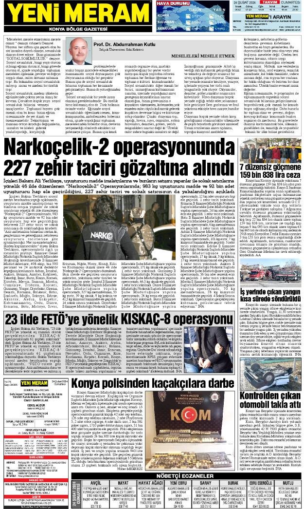 24 Şubat 2024 Yeni Meram Gazetesi