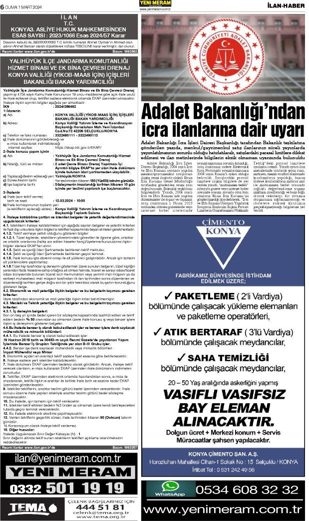 1 Mart 2024 Yeni Meram Gazetesi
