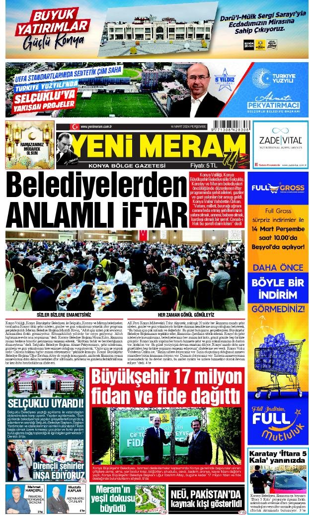 14 Mart 2024 Yeni Meram Gazetesi
