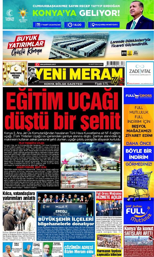 15 Mart 2024 Yeni Meram Gazetesi
